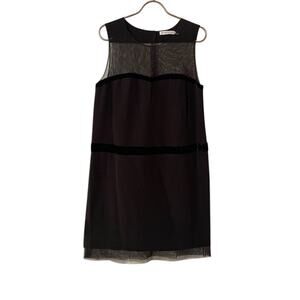 SEE By Chloe Sunset Illusion Black Silk Velvet Mesh Cocktail Dress Size 10
